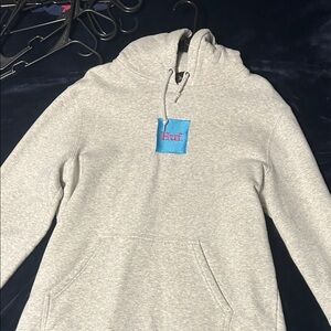HUF Light Gray Hoodie with Blue and Pink Logo